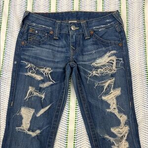 True Religion Ripped Blue Skinny Jeans